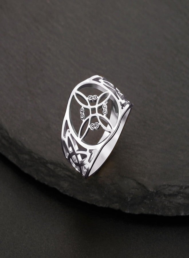 TEAMER Witches Knot Ring - Stainless Steel Witchcraft Celtic Amulet Knot Ring - Vintage Jewelry For Women (Witches Knot - Silver, 9) - Image 3