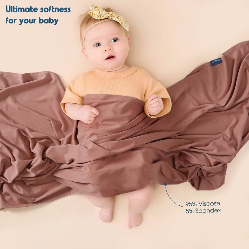 GRSSDER 2 Pack Newborn Swaddle Blanket, Ultra Soft Stretchy Jersey Knit Extra Large Size 33 x 44 Receiving Blankets for Easy Swaddling Baby Snug and Cozy - Image 4