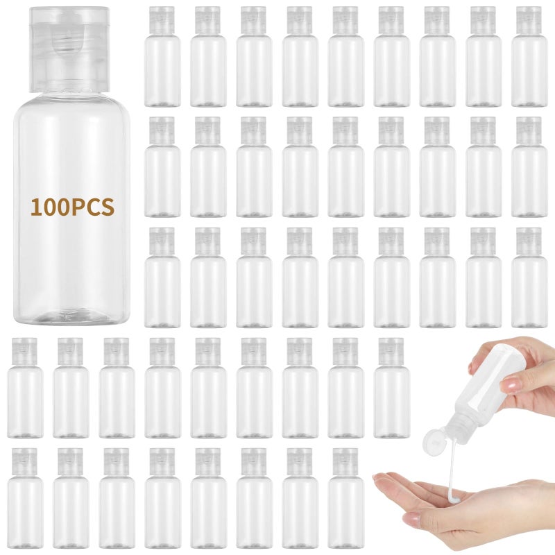 Lnrueg 100 Pcs 1Oz Travel Bottles With Flip Cap - 30 Ml Clear Plastic Travel Size Containers  Portable Leak Proof Squeeze Bottles Refillable Empty Cosmetic Containers For Liquid Shampoo Lotion  Clear - Image 1