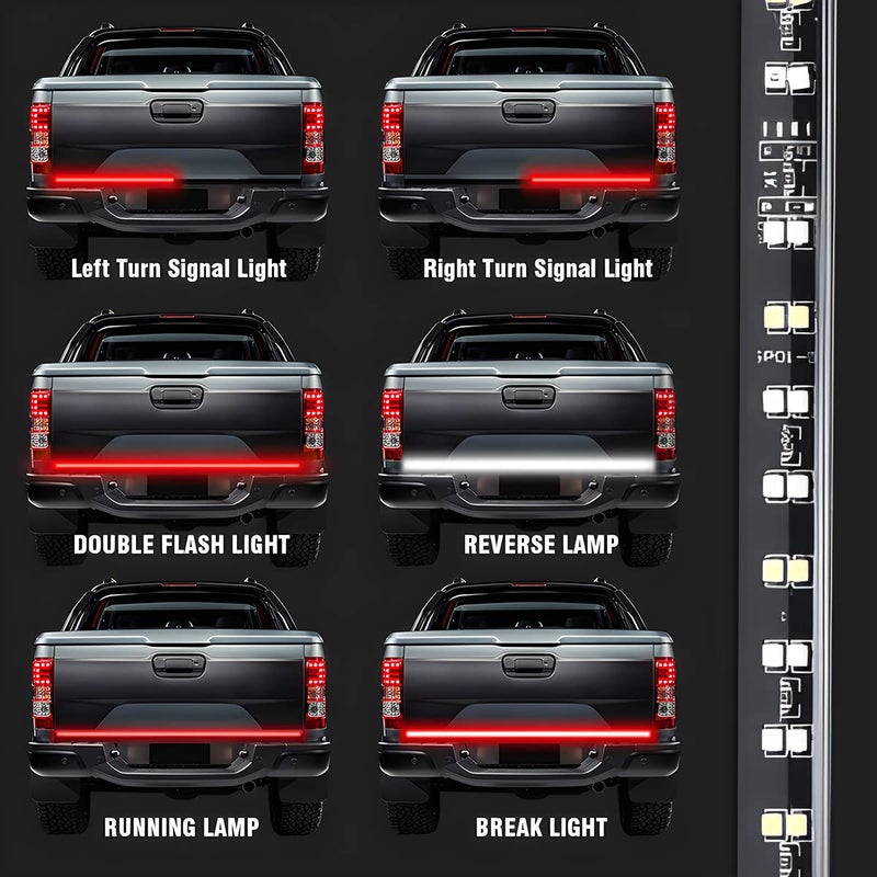 BELOMI Truck Tailgate Light Bar  Led Single Row Tailgate Light Strip With Red Running Brake Lights Turn Signal White Reverse Light  Ip67 Waterproof Light Strip For Cargo Truck Suv Rv Boat (48'') - Image 3