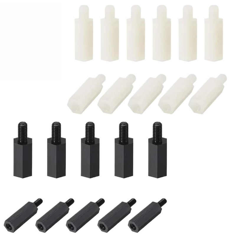 Secure 500pcs M2/M2.5/M3/M4*L+6mm Thread Black/White Spacing Screw Plastic for PCB Motherboard Fixed Nylon Standoff(Black,50MM_M4) - Image 1