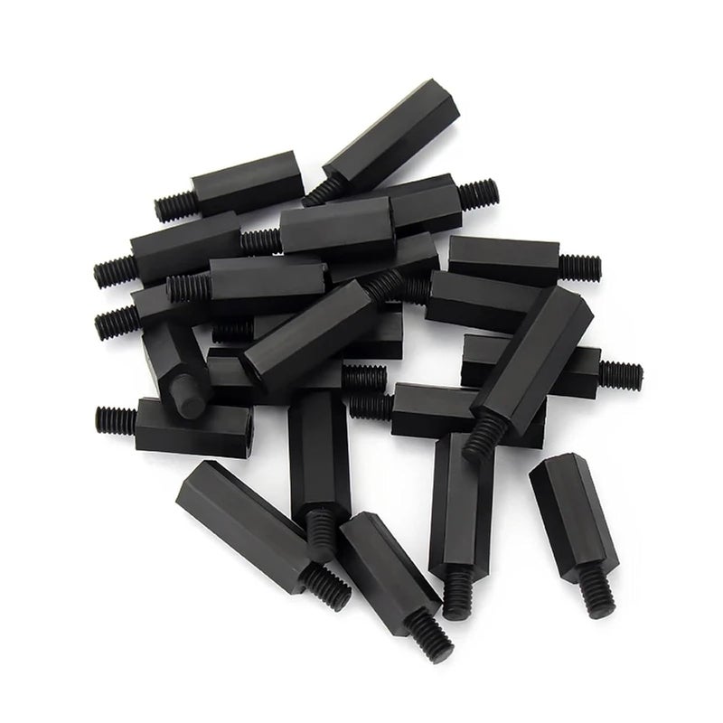 Secure 500pcs M2/M2.5/M3/M4*L+6mm Thread Black/White Spacing Screw Plastic for PCB Motherboard Fixed Nylon Standoff(Black,50MM_M4) - Image 3