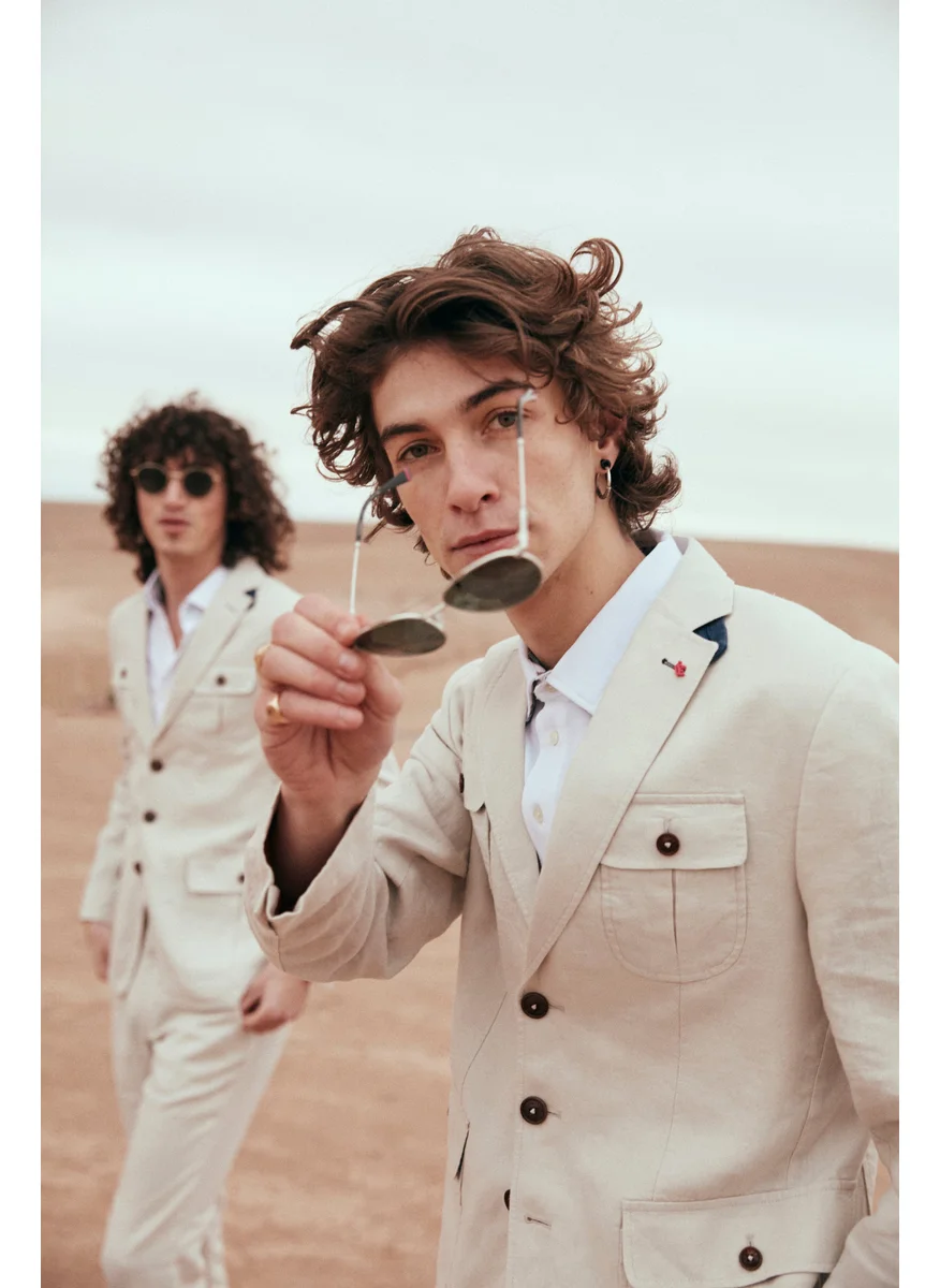 Vicomte A. Beloni Light Beige Linen Blazer