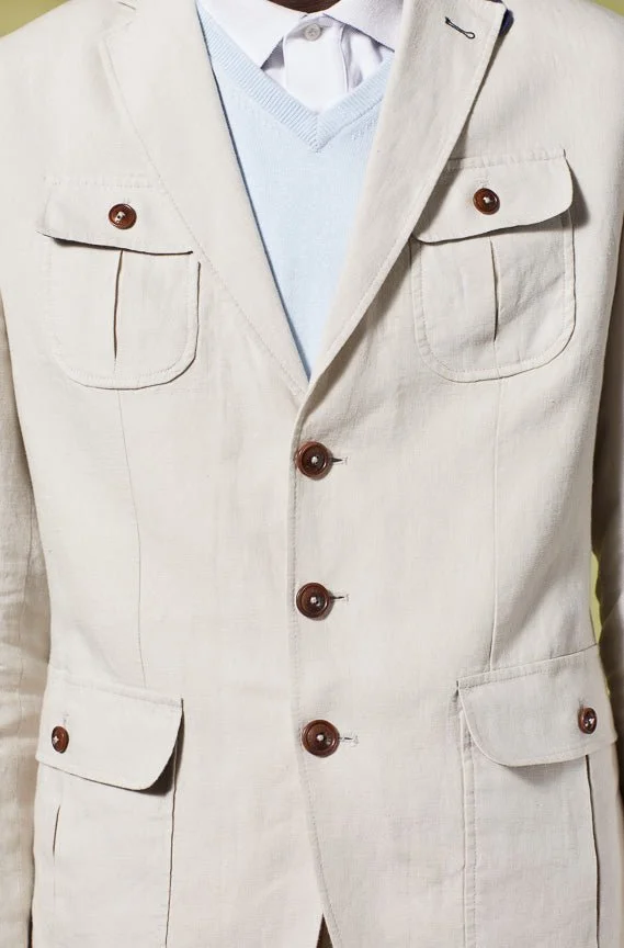 Vicomte A. Beloni Light Beige Linen Blazer