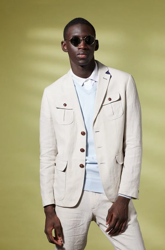 Vicomte A. Beloni Light Beige Linen Blazer