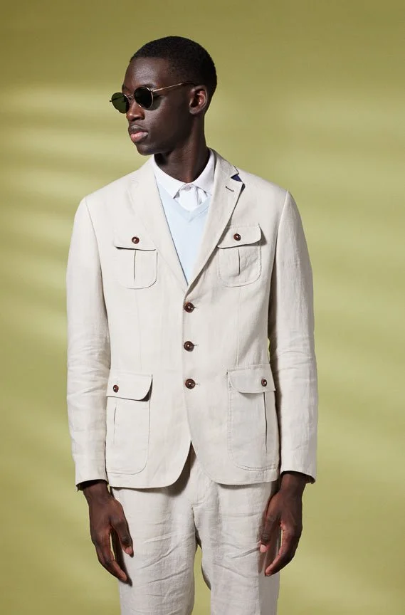 Vicomte A. Beloni Light Beige Linen Blazer