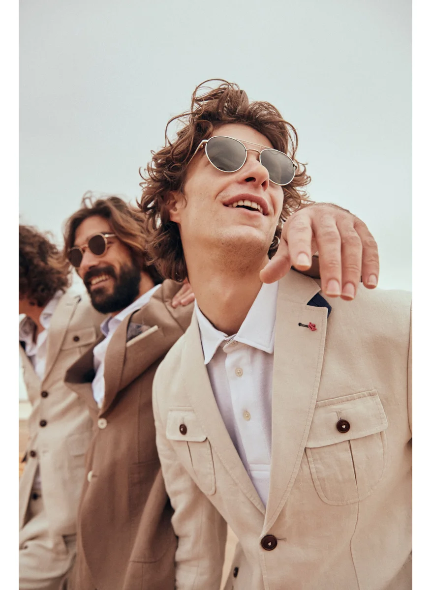 Vicomte A. Beloni Light Beige Linen Blazer