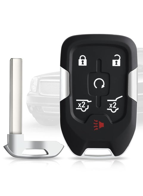 6 Button Key Fob Shell Replacement Fits for Chevy Suburban Tahoe GMC Yukon XL Denali HYQ1AA 2015 2016 2017 2018 2019 2020 Keyless Entry Remote Control Smart Car Key Fob Case Cover