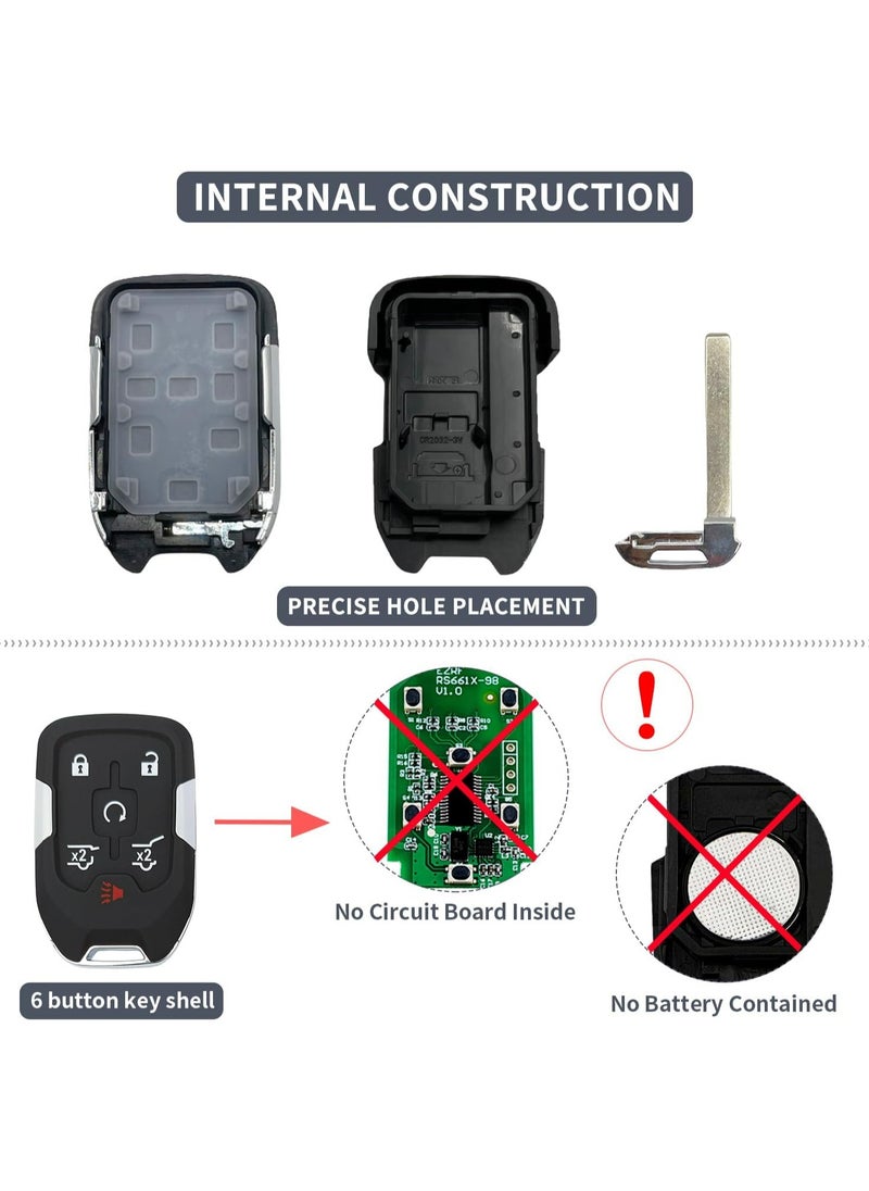 TLAXCA 6 Button Key Fob Shell Replacement Fits for Chevy Suburban Tahoe GMC Yukon XL Denali HYQ1AA 2015 2016 2017 2018 2019 2020 Keyless Entry Remote Control Smart Car Key Fob Case Cover  - Image 2