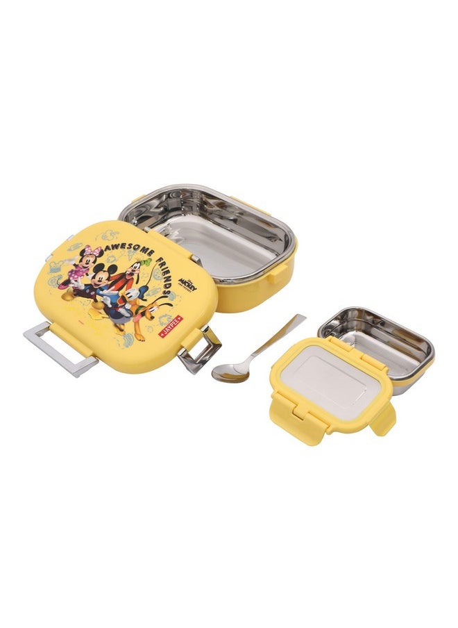 JAYPEE JAYPEE Stainless Steel Insulated Lunch Box Missteel Mickey Printed Yellow, 500 ml, Suitable for School, Offices and picnics,  - Image 3