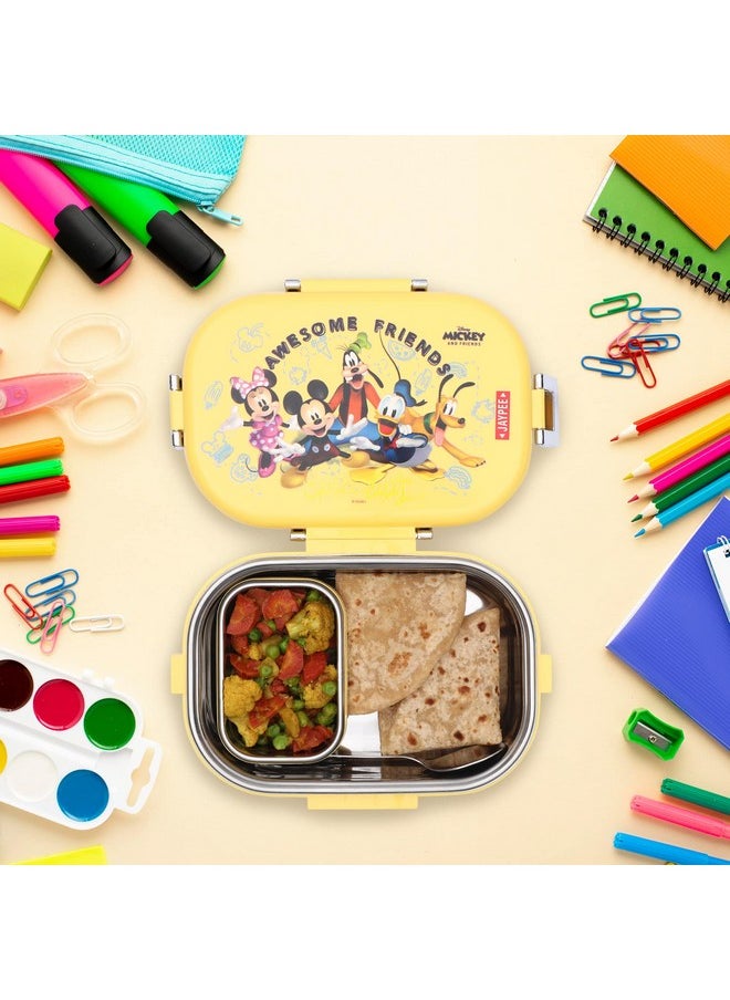 JAYPEE JAYPEE Stainless Steel Insulated Lunch Box Missteel Mickey Printed Yellow, 500 ml, Suitable for School, Offices and picnics,  - Image 2