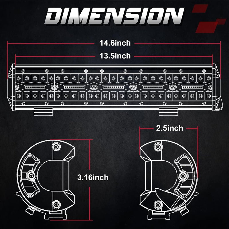 OFFROADTOWN 15 Inch 300W LED Light Bar, White, Aluminum, IP68 Waterproof, Suitable for Off-Road Vehicles, UTVs, ATVs, Trucks, Boats - Image 2