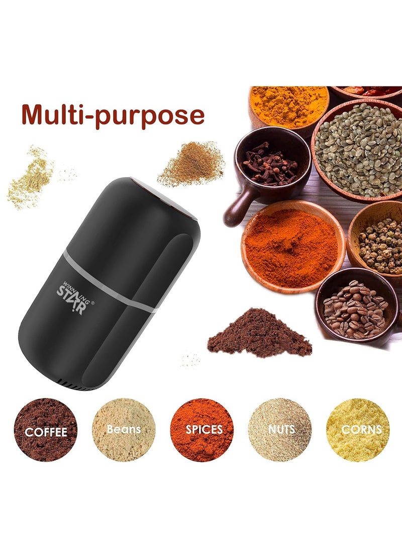 Winning Star Electric Coffee Grinder ST-9713, Spice Grinder with Cleaning Brush, Large 80g Capacity, 150W Powerful Stainless-Steel Grinder for Spices, Coffee Beans, Nuts, and Herbs (Black) - Image 2