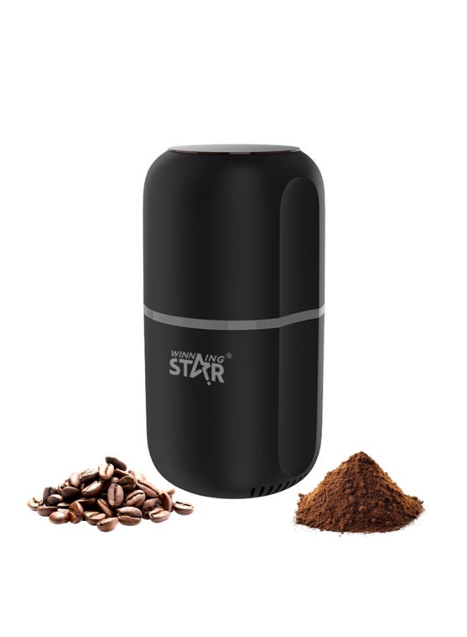 Winning Star Electric Coffee Grinder ST-9713, Spice Grinder with Cleaning Brush, Large 80g Capacity, 150W Powerful Stainless-Steel Grinder for Spices, Coffee Beans, Nuts, and Herbs (Black) - Image 1