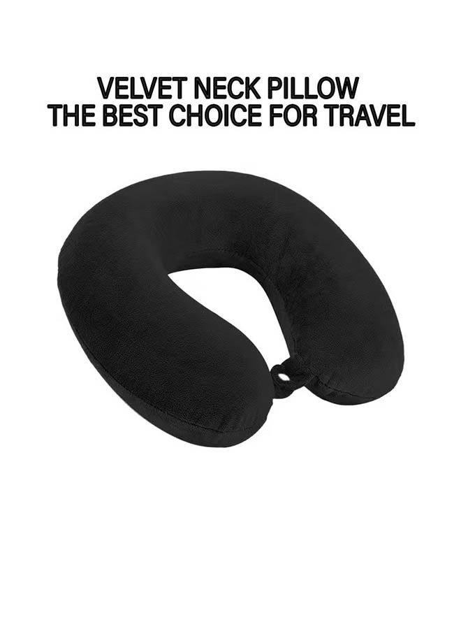 Kunzita Home Soft Velvet Neck Pillow   - 30x25x10 cm - Black - Image 1