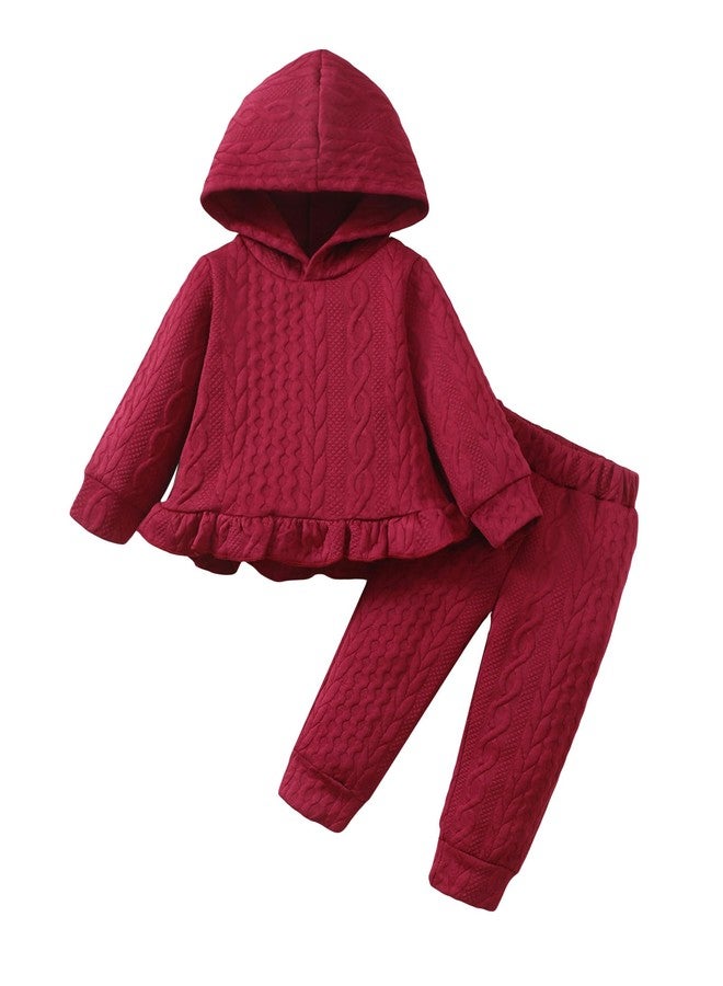 Mioglrie Baby Clothes 12 18 Months Girl Clothes Fall Winter Outfits Red Toddler Hoodie Sweatshirt Sweatpants Long Sleeve Pant Set - Image 1