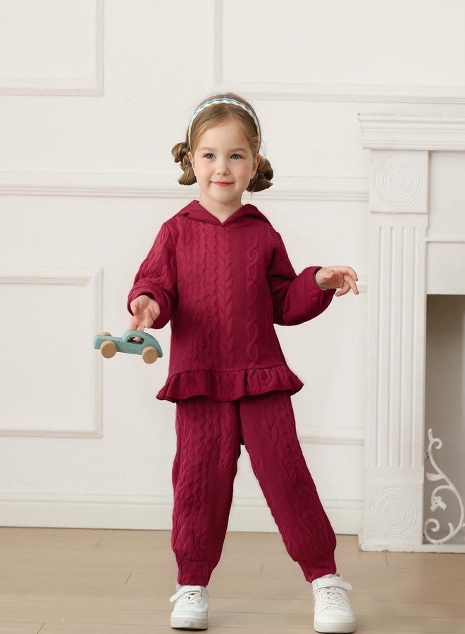 Mioglrie Baby Clothes 12 18 Months Girl Clothes Fall Winter Outfits Red Toddler Hoodie Sweatshirt Sweatpants Long Sleeve Pant Set - Image 2
