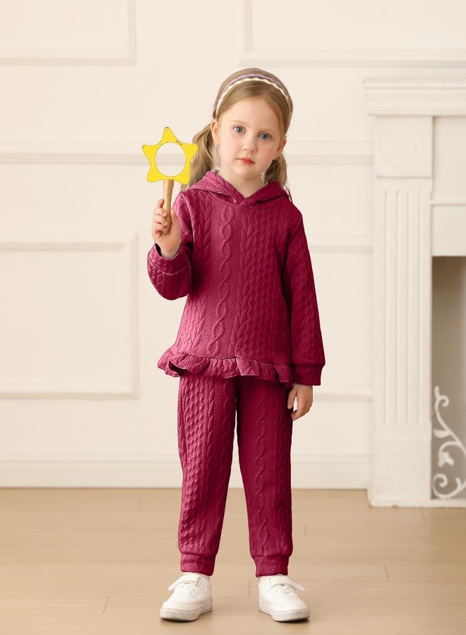 Mioglrie Baby Clothes 12 18 Months Girl Clothes Fall Winter Outfits Red Toddler Hoodie Sweatshirt Sweatpants Long Sleeve Pant Set - Image 3