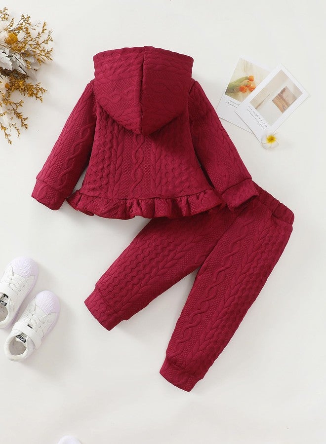 Mioglrie Baby Clothes 12 18 Months Girl Clothes Fall Winter Outfits Red Toddler Hoodie Sweatshirt Sweatpants Long Sleeve Pant Set - Image 4