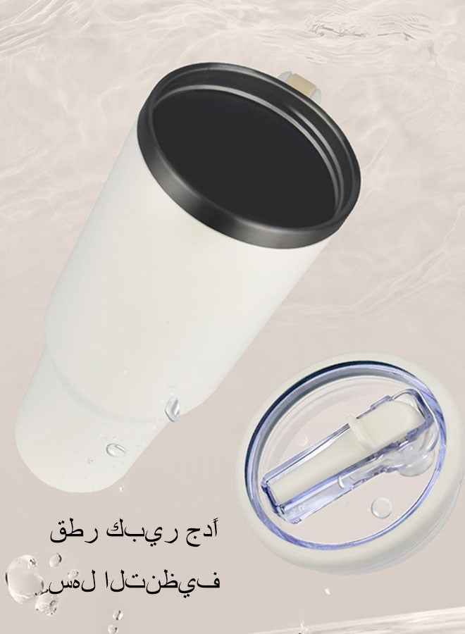 زجاجة مياه سعة 40 أونصة بمقبض وقش قلاب - تناسب حامل الأكواب، مقاومة للتسرب، كوب 40 أونصة من الفولاذ المقاوم للصدأ المعزول المقاوم للتسرب - Image 2