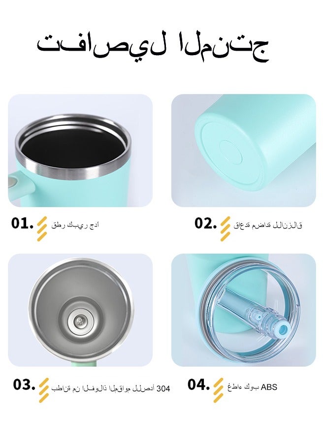 زجاجة مياه سعة 40 أونصة بمقبض وقش قلاب - تناسب حامل الأكواب، مقاومة للتسرب، كوب 40 أونصة من الفولاذ المقاوم للصدأ المعزول المقاوم للتسرب - Image 4