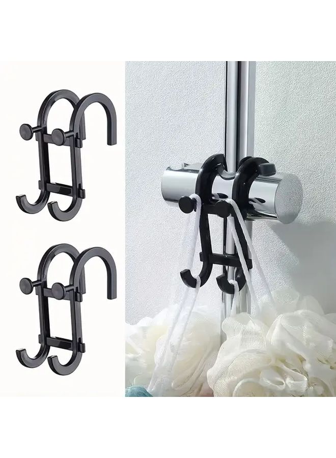 White 4pcs Multi Functional Shower Rod Hooks No Drill Towel Holder For Bathroom - Image 2