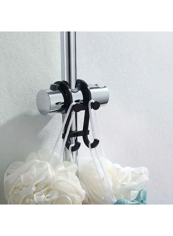 White 4pcs Multi Functional Shower Rod Hooks No Drill Towel Holder For Bathroom - Image 5