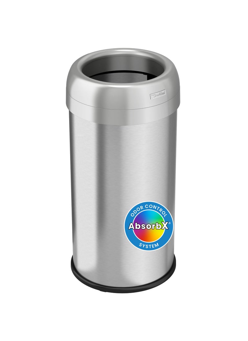 iTouchless iTouchless DualDeodorizer Open Top Recycle Bin Stainless Steel Commercial Grade Trash Cans with AbsorbX Odor Filter Color Name Round 16 Gallon 