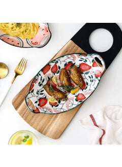 HomeAra HomeAra 1 PCS Salad Bowl Creative Ceramic Dish Plate Household Ceramic Salad Bowl Nordic Fish Plate Deep Plate Dessert Snack Bowls and Oven Safe Breakfast Lunch and Dinner Printed Lemon  - Image 3