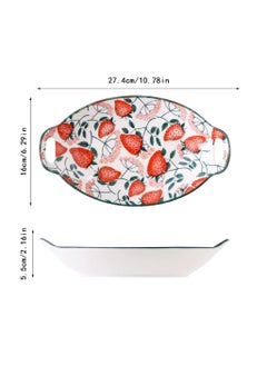 HomeAra HomeAra 1 PCS Salad Bowl Creative Ceramic Dish Plate Household Ceramic Salad Bowl Nordic Fish Plate Deep Plate Dessert Snack Bowls and Oven Safe Breakfast Lunch and Dinner Printed Lemon  - Image 2