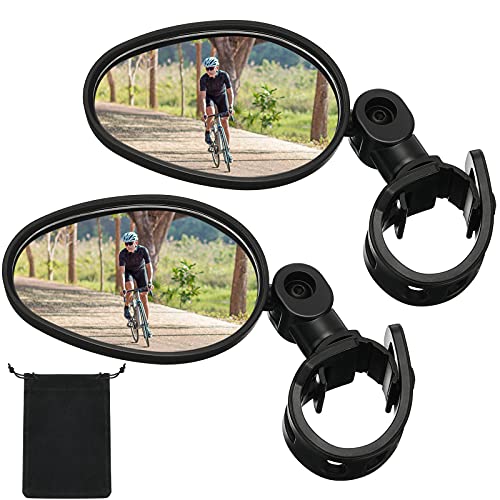 Hestya 2 Pcs Bike Mirror 360 Degree Adjustable Safe Rotatable Handlebar Mirror Bicycle Accessories Shockproof Acrylic Convex for Mountain Road Bike - Image 1