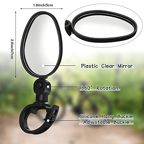 Hestya 2 Pcs Bike Mirror 360 Degree Adjustable Safe Rotatable Handlebar Mirror Bicycle Accessories Shockproof Acrylic Convex for Mountain Road Bike - Image 2