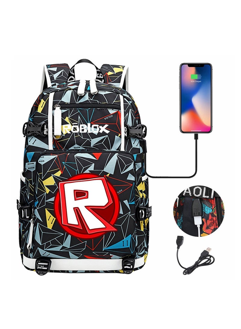 روبلوكس مجموعة حقيبة ظهر بقفل كلمة مرور USB هزلية مكونة من ثلاث قطع