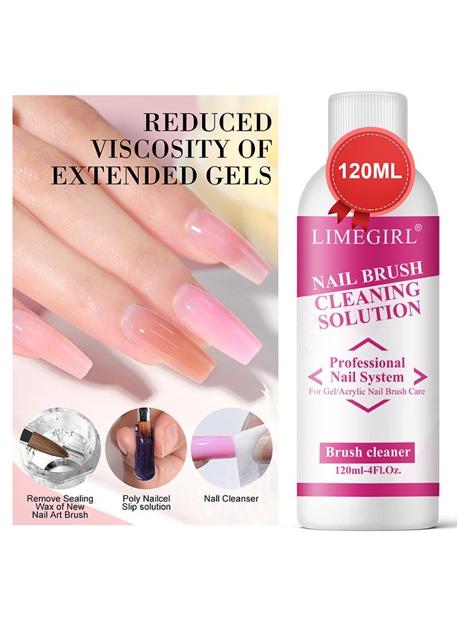 LIMEGIRL Nail Brush Cleaning Solution,  Brush Cleaner, Acrylic Nail Art Brush Cleaning Solution Conditioner Clean Your Nail Brushes Easily For Gel and Acrylic Nails Brushes Cleaner for Nail Salon At Home 120ml - Image 2