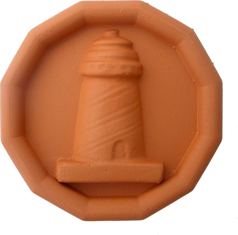 JBK Pottery Terracotta Brown Sugar Saver – Handmade Terra Cotta Sugar Keeper with Decorative Discs – Food-Safe Brown Sugar Keeper, Made in the USA - Lighthouse - Image 1
