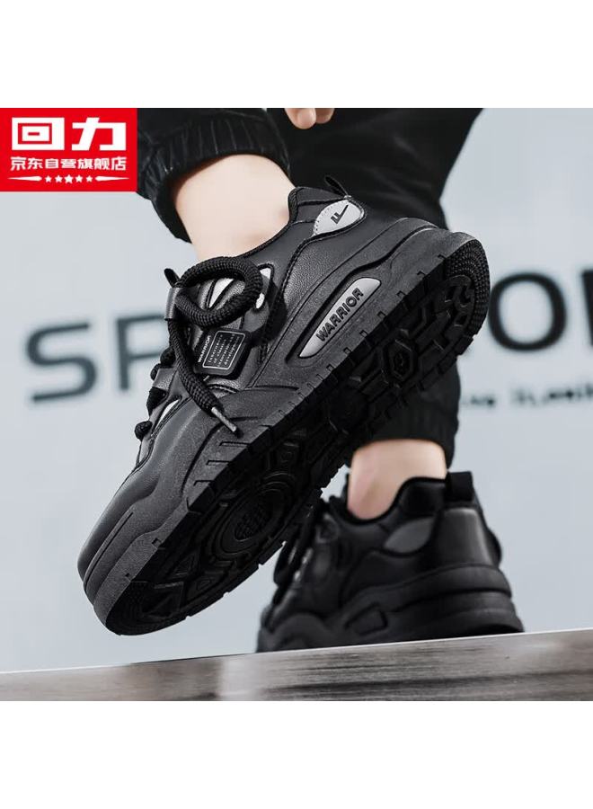 Warrior Men's Sneakers Winter New White Shoes Thick Sole Casual Sports Shoes Black Size 42