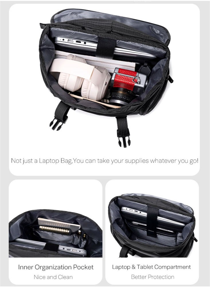 ARCTIC HUNTER Durable School Student Laptop Bag, Durable Business Travel Laptop Backpack Office Back Bag with Laptop and Tablet Compartment for Men, Black  - Image 4