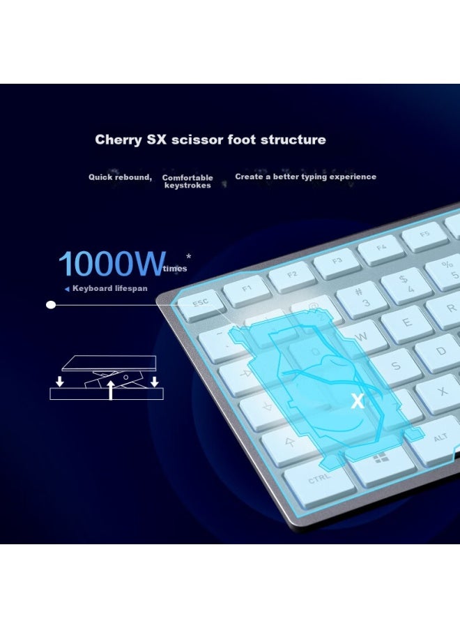 Cherry Kc6000 Wired Keyboard, Computer Membrane Keyboard, Office Business Home Keyboard, Ultra-thin Sx Scissor Foot, Quiet Full-size, Silver - Image 2