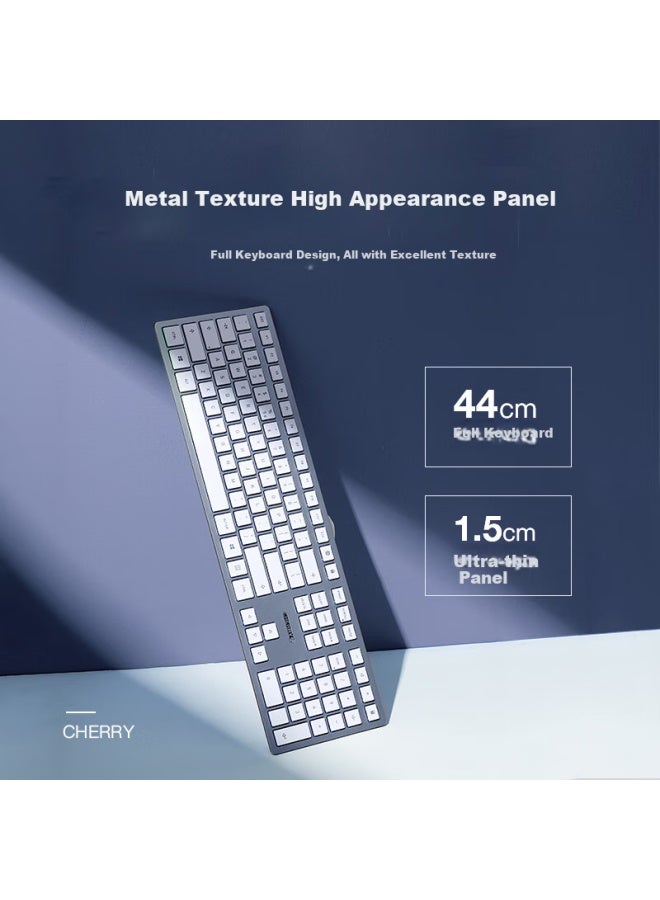 Cherry Kc6000 Wired Keyboard, Computer Membrane Keyboard, Office Business Home Keyboard, Ultra-thin Sx Scissor Foot, Quiet Full-size, Silver - Image 1
