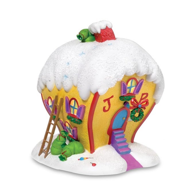 DR SEUSS GRINCH VILLAGE CINDY LOUWHOS HOUSE LIT BUILDING COLLECTIBLE CHRISTMAS VILLAGE HOUSE DECOR HAND PAINTED PORCELAIN WITH LED LIGHTS AND WALL CORD 748 INCH MULTICOLOR