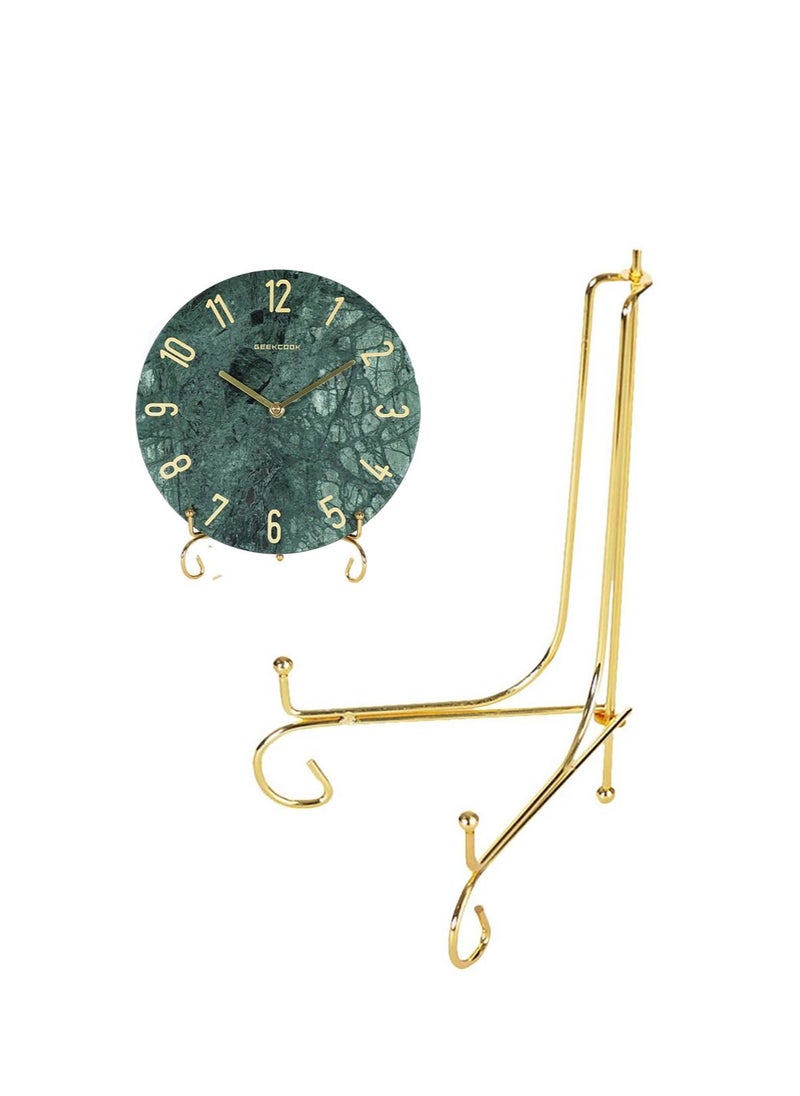 SYOSI Plate Stands, Display Stand Iron Metal Photo Holder Stand, Display Picture Frame Clock Holder, Gold Iron Easel Plate Holder, Metal Display Stands, for Book, Decorative Plates, and Art  - Image 1