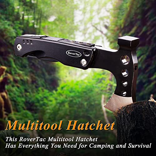 RoverTac Multi Tool Camping Axe Hatchet 11-in-1 Multitool Camping Gear Survival Tool with Axe Knife Hammer Saw Bottle Can Opener Screwdrivers Nylon Sheath Gifts for Men Perfect Camping Hiking Survival - Image 3