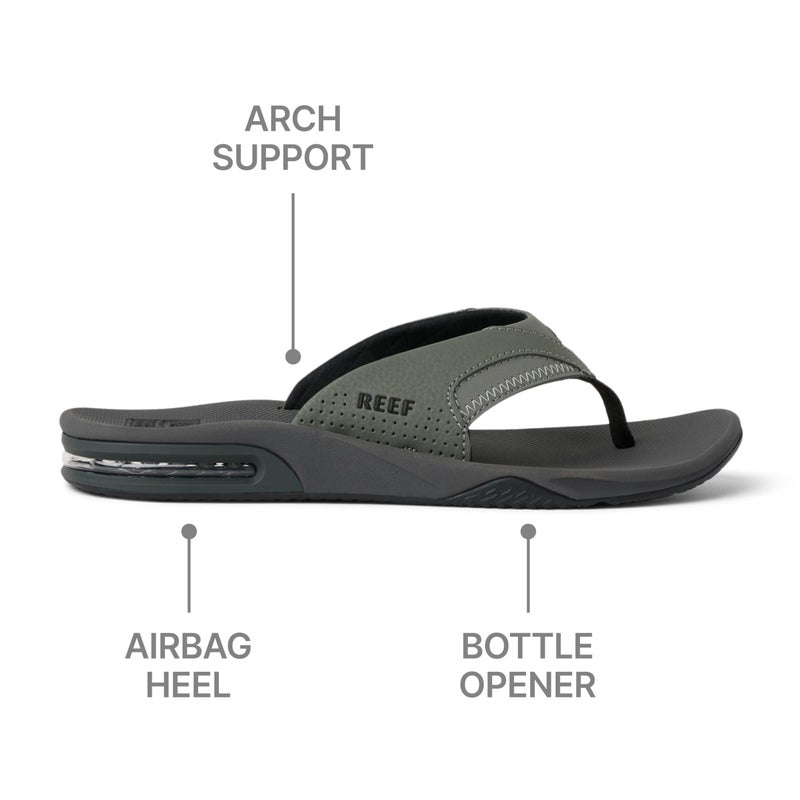 Reef Fanning Mens Bottle Opener Flip Flop, Arch Support, Durable Outsole, Water Friendly, Grey/Black, 12 - Image 5