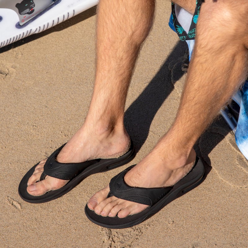 Reef Fanning Mens Bottle Opener Flip Flop, Arch Support, Durable Outsole, Water Friendly, Grey/Black, 12 - Image 2