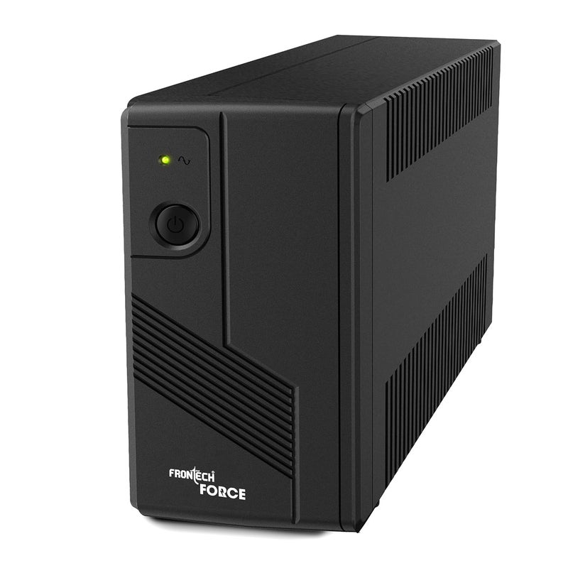FRONTECH محول الطاقة الثابت UPS - 600VA/360W | بطارية حمض الرصاص 12V/7Ah، بطارية خالية من الصيانة، مؤشر LED، احتياطي الطاقة وحماية لجهاز الكمبيوتر المكتبي والمنزل/المكتب (2569 - أسود) - Image 1