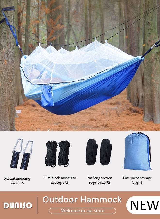 DUNISO Outdoor Hammock,Double or Single Portable Camping Hammocks, Outdoor Hammock with Tree Strap, Storage Bag and Mosquito Net for Camping, 260cm*140cm, Up to 200kg  - Image 1