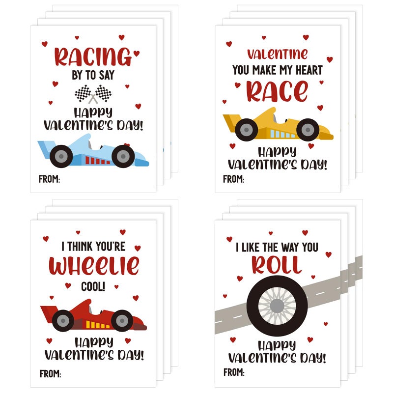 Demonwer 36 Pcs Valentines Cards Bulk Race Car Greeting Card Valentine's Gifts for Exchange Prize Goody Bag Favors - Image 1