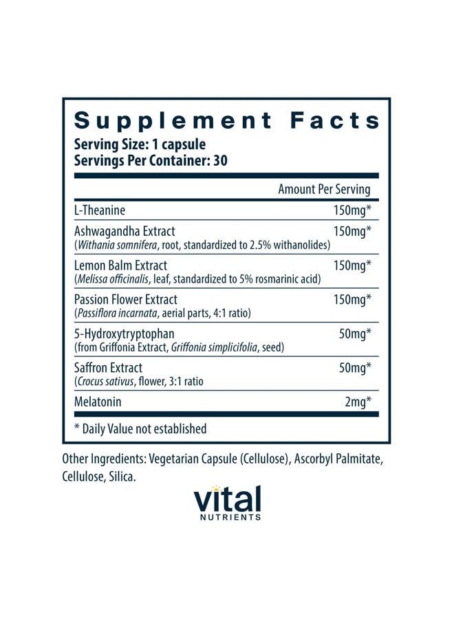 Vital Nutrients Sleep + Recover - Vegan Supplement - Sleep Support - Melatonin, Ashwagandha & L-Theanine - Gluten, Dairy & Soy Free - 30 Capsules - Image 2