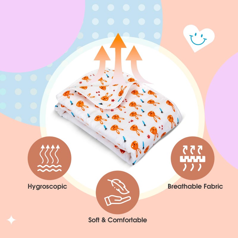 Mee Mee 2-in-1 Super Soft Baby Blanket & Wrapper | Cozy 3 Layer Blanket with Comfortable Muslin & Fleece | with Attractive Bunny Rabbit Print (Assorted) for 0-2 Years (100X120 CM) - Image 4