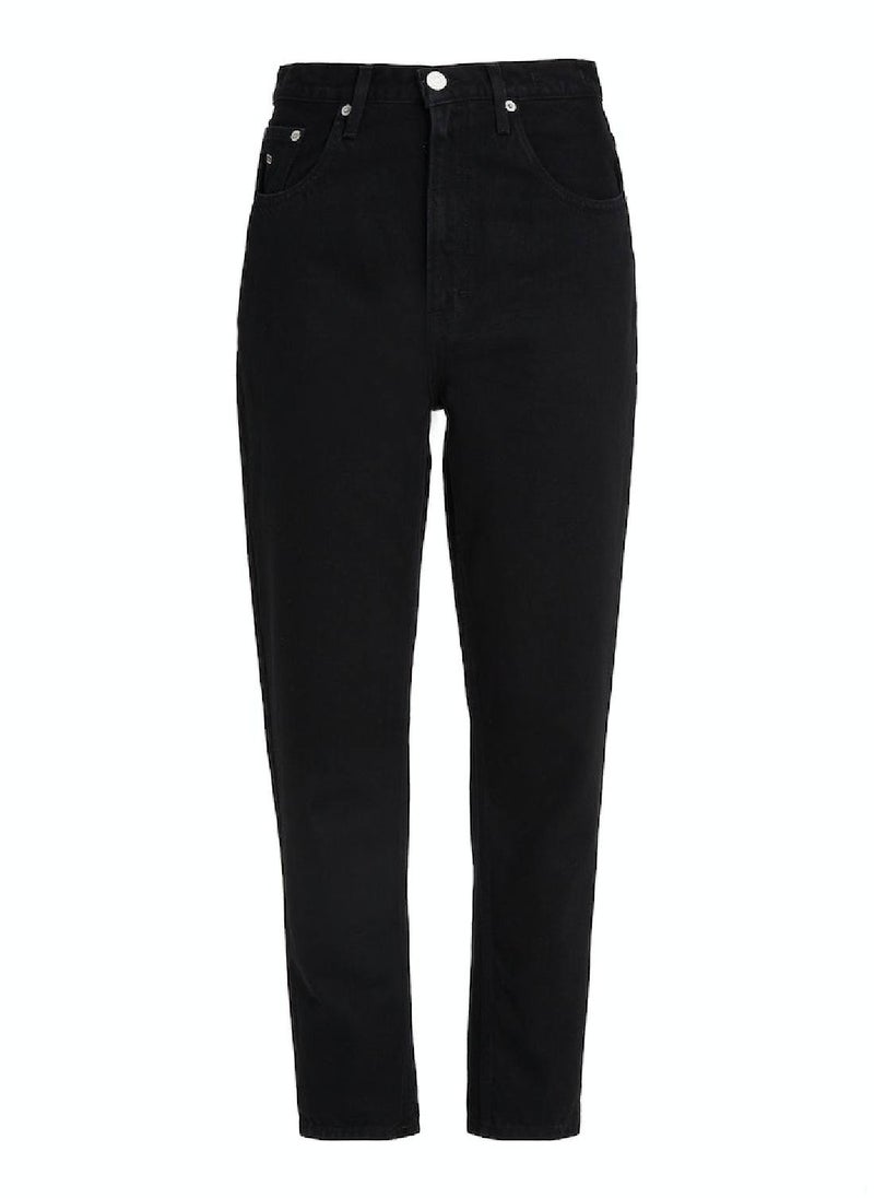 TOMMY HILFIGER - Women's Mom Ultra High Rise Tapered Jeans, Black - Image 1